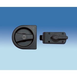 Black external and internal Caraloc door handle and lock