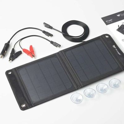 Fold up 12v leisure battery solar panel with fittings