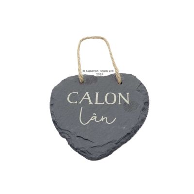 Calon Lan slate heart with twine hanger
