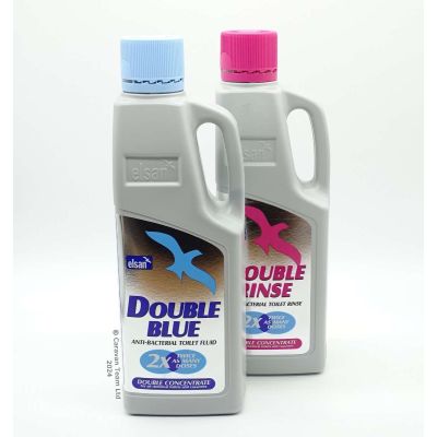 2 litre bottle of Elsan Double blue toilet fluid & 2 litre bottle of pink toilet rinse