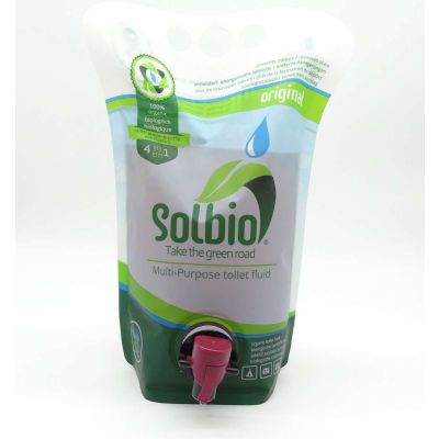 Solbio organic multi-purpose toilet fluid in a pouch