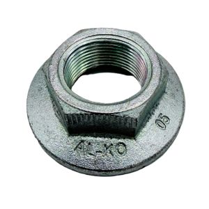 Front view of AL-KO 32mm One Shot flanged hub nut for caravans and trailers