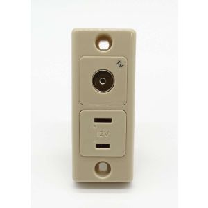 Beige 12 volt & TV socket comes with 2 screws and screw caps