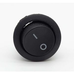 Black circular on/off rocker switch