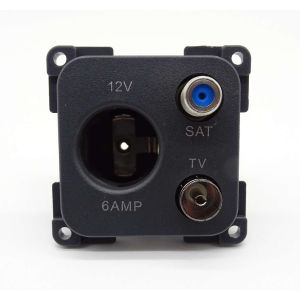 Square dark grey c-line 12 volt TV & Satellite socket