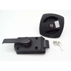 Black exterior right hand lock & interior handle comes with 2 keys