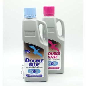2 litre bottle of Elsan Double blue toilet fluid & 2 litre bottle of pink toilet rinse