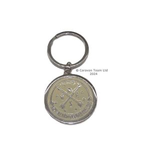 Metal keyring with compass symbol