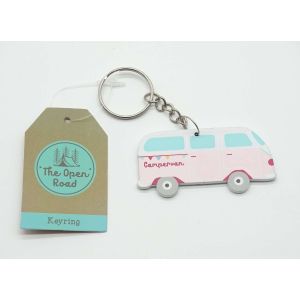 Pink wooden Campervan keyring
