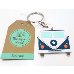 Green wooden VW Campervan keyring