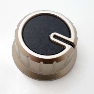 Round Brushed Nickel knob with black centre for Thetford Spinflo Cookers